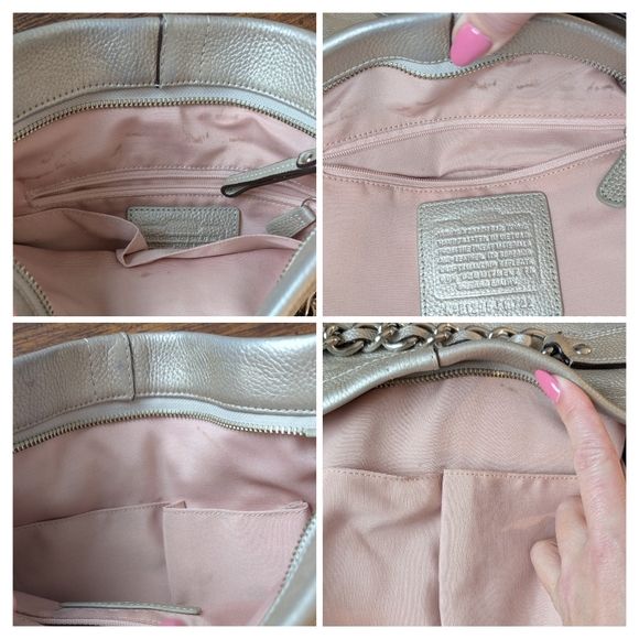 Coach | Chain Duffle #F19722 Crossbody Purse, Silver Toned Leather Bag - Picture 12 of 15